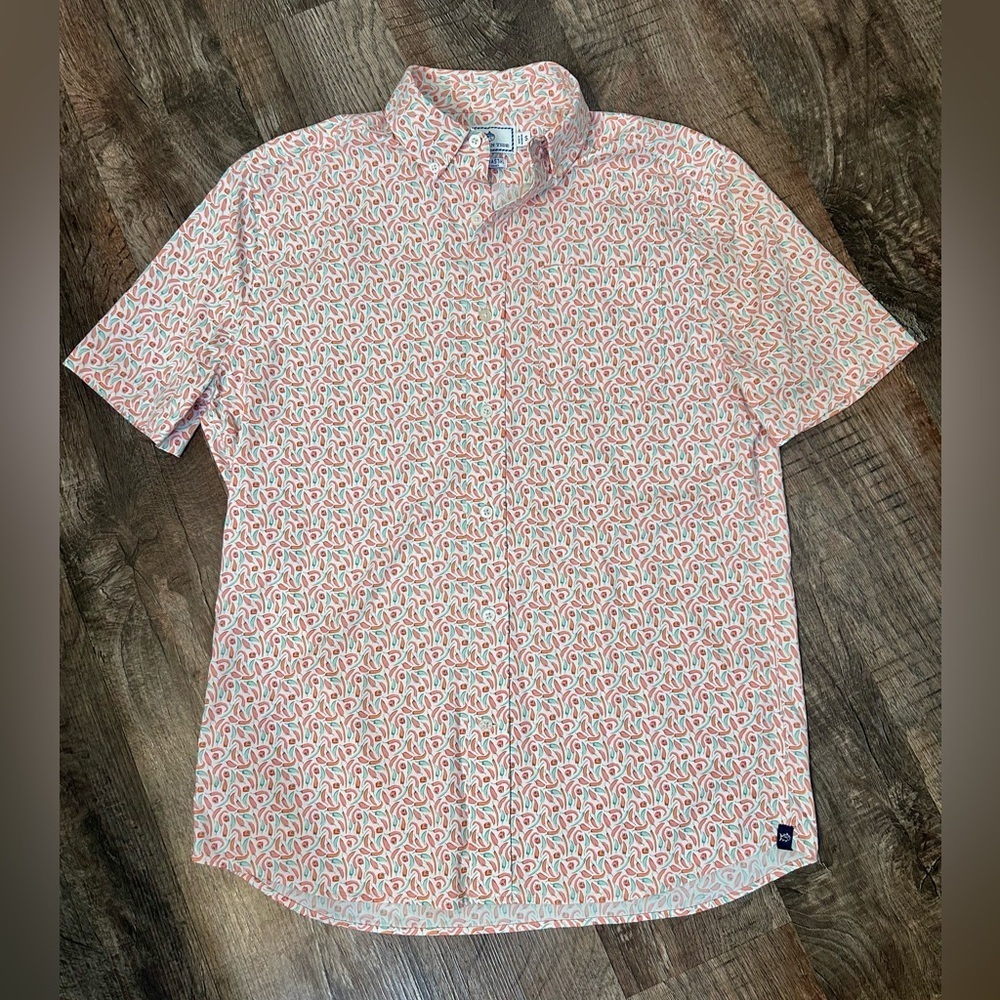 Southern Tide Shirt Men S Intercoastal Red Green Peppers Geometric Stretch